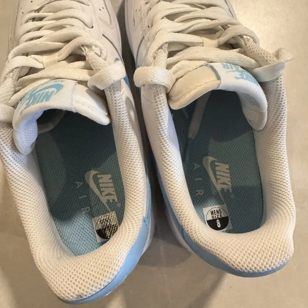 Nike Air Force One Low ‘07 University Sneakers Men’s 8 White Aquarius Blue Shoes